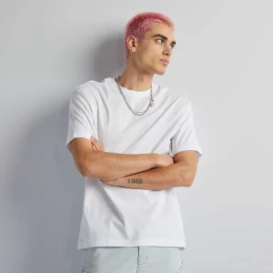 T-shirt uni à col rond blanc