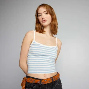 Débardeur côtelé à rayures Bleu/Blanc