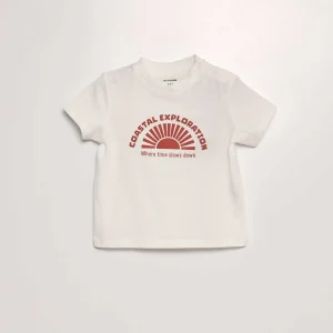 T-shirt en jersey imprimé 'Soleil' Blanc