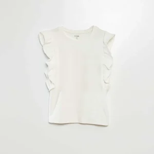 T-shirt sans manches avec volants blanc