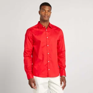 Chemise regular unie Rouge