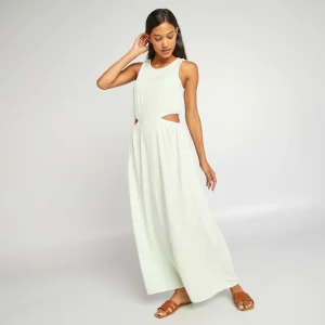 Robe mi-longue avec fentes découpées Vert