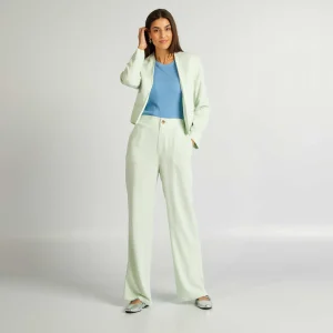 Pantalon droit en lin mélangé Vert