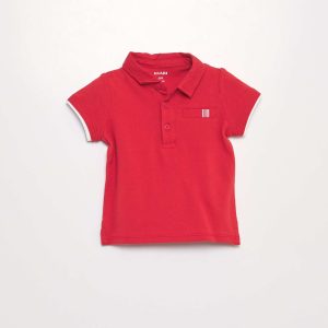 Polo en coton piqué Rouge