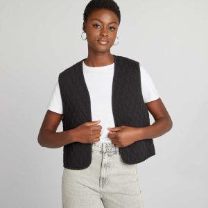 Veste sans manches en jean NOIR