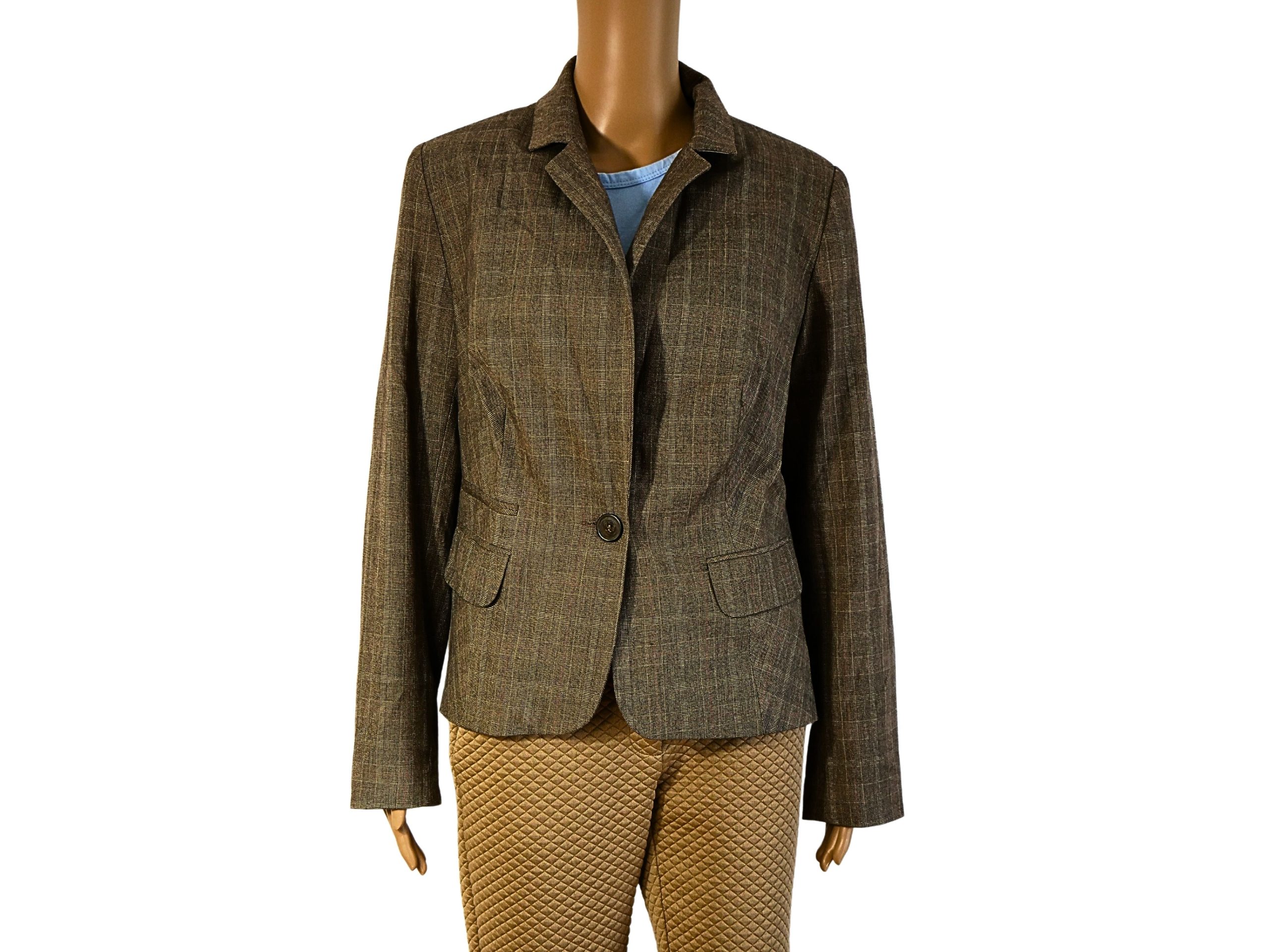 Blazer marron motif carreaux pour femme de la marque Quiosque