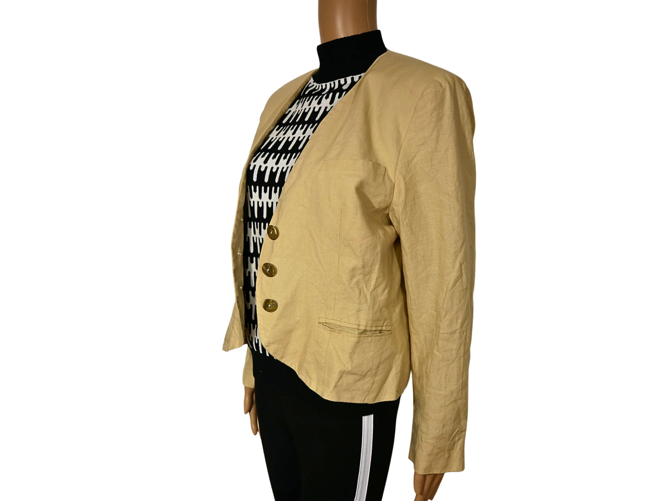 Veste blazer vintage en lin pour femme – Image 3