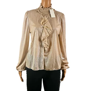 Blouse beige col haut