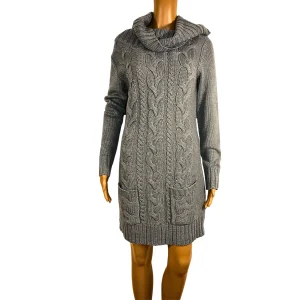 Robe courte en maille grise col roulé Bonprix