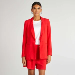 Veste tailleur mi-longue ROUGE