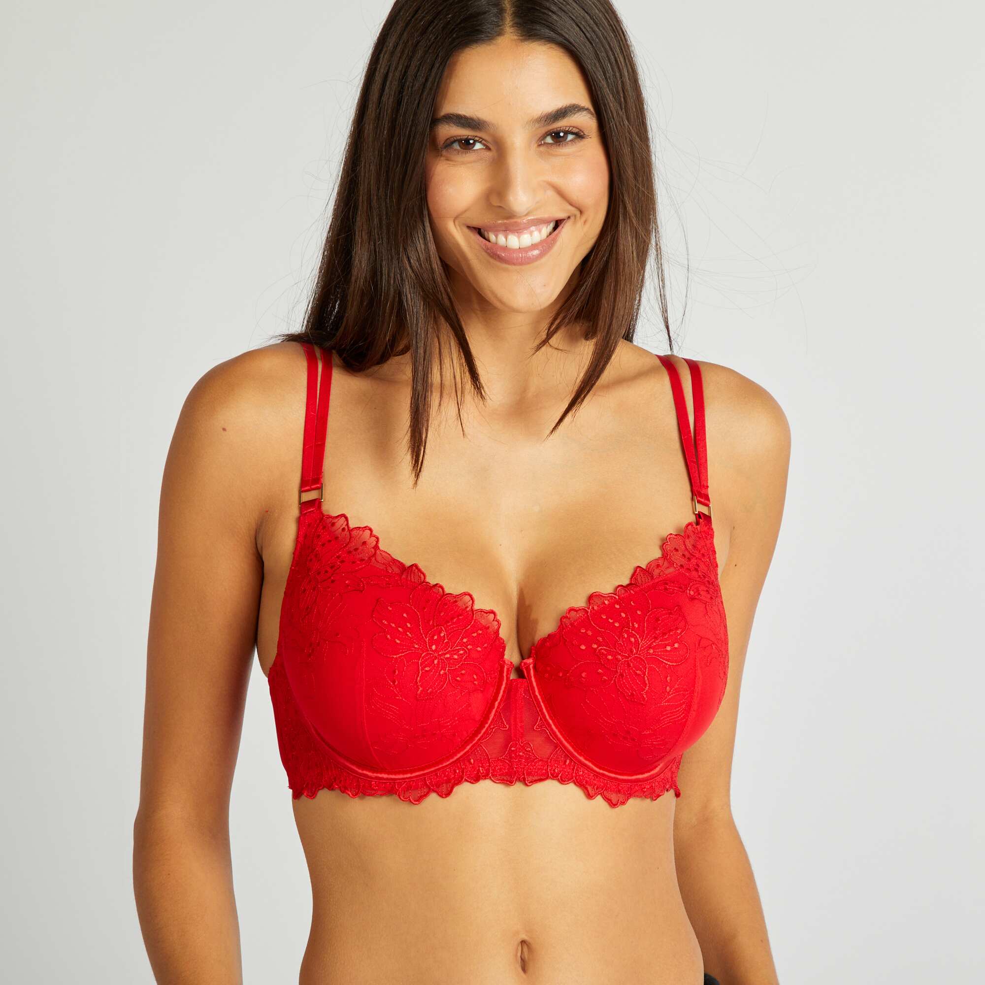 Soutien-gorge emboîtant en mesh brodé D&E ROUGE