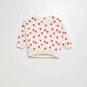 Sweat imprimé en molleton BLANC