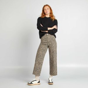 Jean large / wide leg ouverture par boutons fantaisies LéOPARD