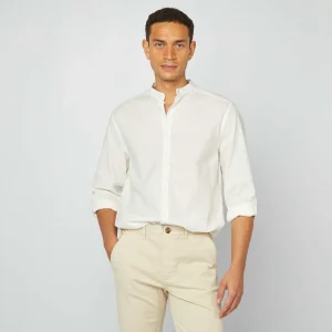 Chemise en lin et coton BLANC