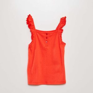 Débardeur à bretelles volantées ROUGE