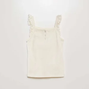 Débardeur à bretelles volantées BLANC