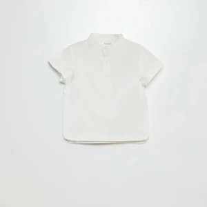 Polo oxford col tunisien BLANC