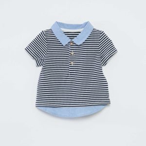 Polo en maille piquée manches courtes BLANC