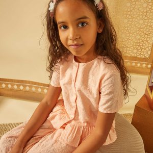 Blouse en gaze de coton avec plumetis ORANGE