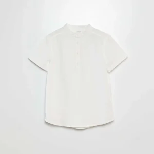Chemise en coton à col mao BLANC