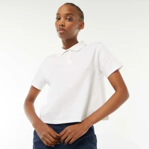 Polo basique cropped BLANC