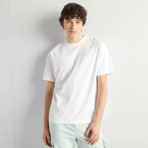 Tee-shirt en maille jersey uni manches courtes BLANC