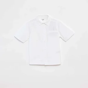 Chemise unie à manches courtes BLANC