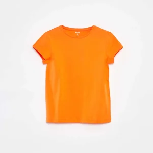 T-shirt en maille jersey manches courtes ORANGE