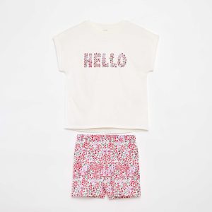 Ensemble t-shirt + short - 2 pièces BLANC