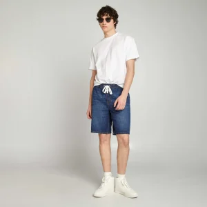 Bermuda avec taille élastiquée et cordons de serrage BLEU