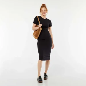 Robe midi unie ouverte au dos NOIR