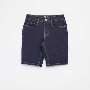 Bermuda en jean slim fit / coupe ajustée BLEU