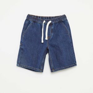 Bermuda en jean avec cordons de serrage BLEU