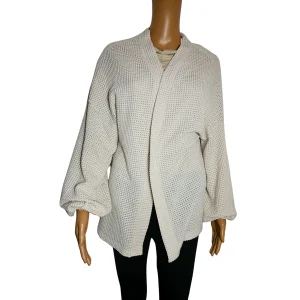 Cardigan blanc à manches longues décontracté à manches ouvertes  pour femme