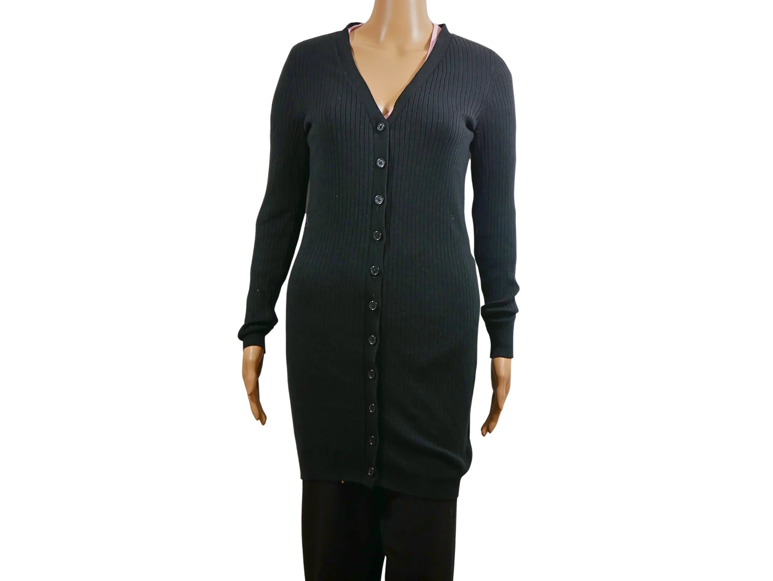 Cardigan long noir maille fine Divided