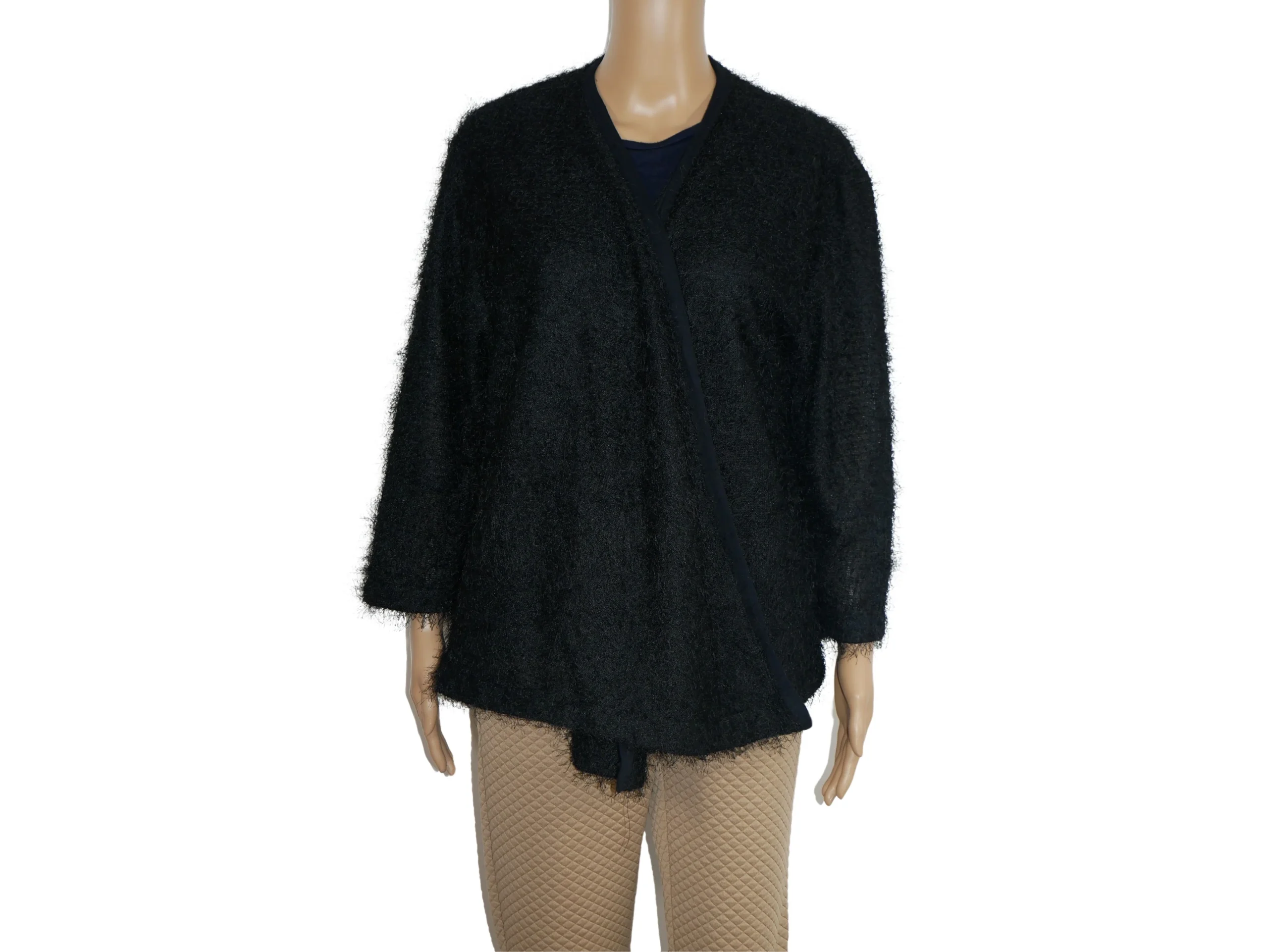 Cardigan noir en maille manches 3/4 pour femme