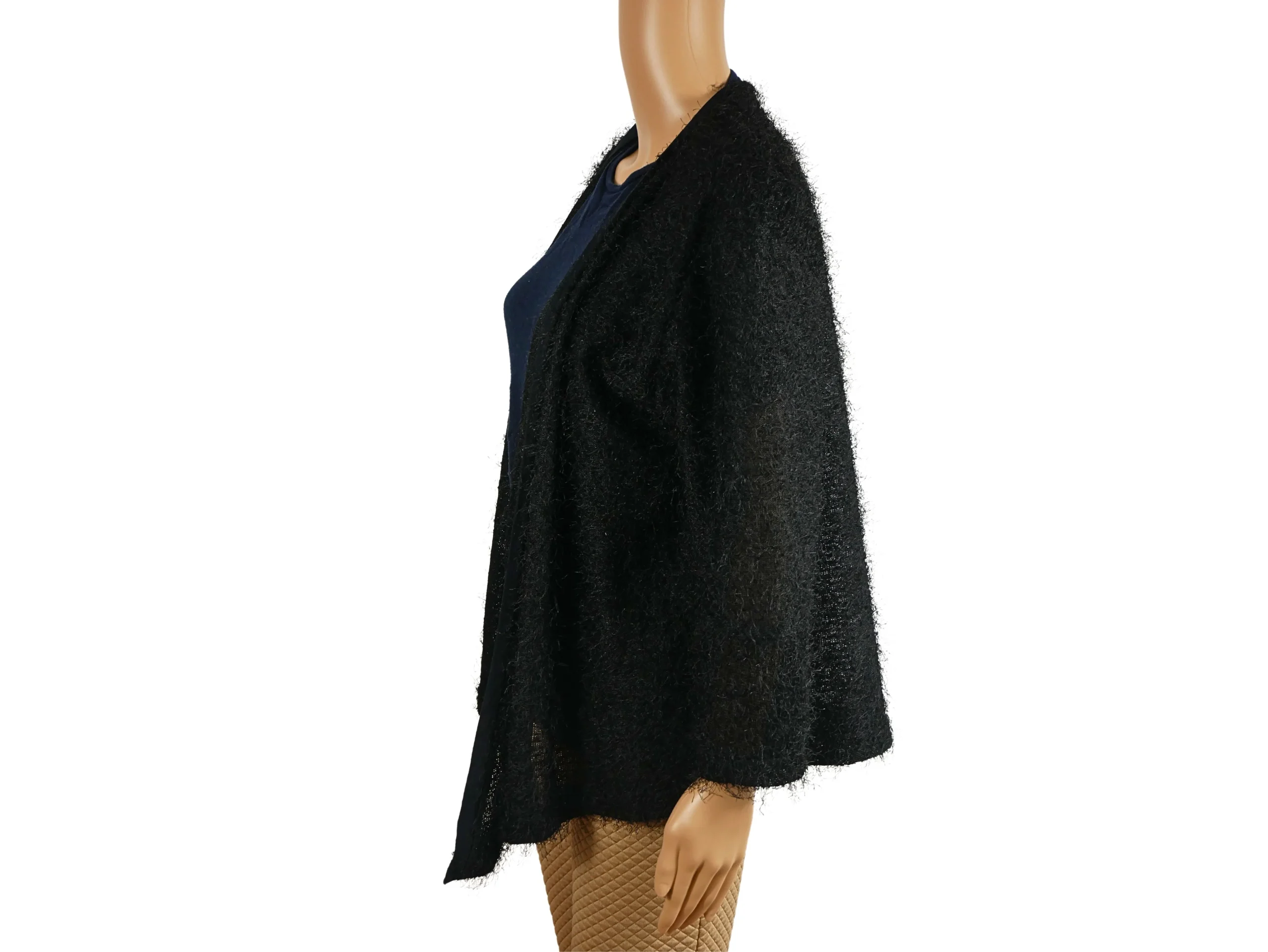 Cardigan noir en maille manches 3/4 pour femme – Image 2