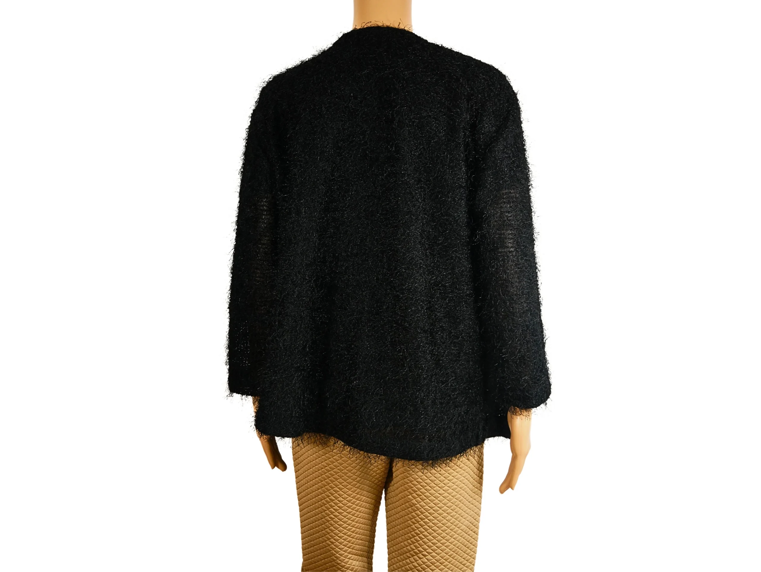 Cardigan noir en maille manches 3/4 pour femme – Image 3