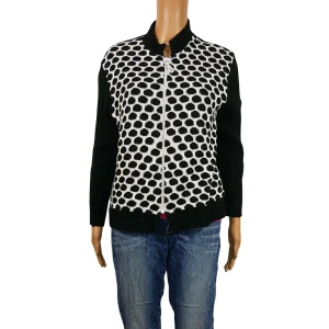 Cardigan noir imprimé blanc pour femme