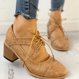 Chaussures Lacets Vintage Talon Bloc - Élégance & Confort Quotidien