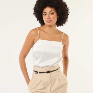 Débardeur court en satin BEIGE