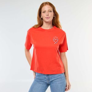 T-shirt en jersey 'Noël' imprimé à manches courte ROUGE