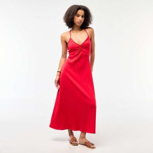 Robe longue à bretelles croisées - Saint Valentin ROUGE