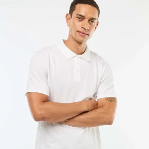 Polo en piqué de coton à manches courtes BLANC