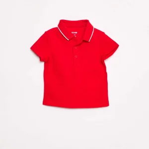 Polo uni manches courtes en coton ROUGE