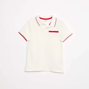 Polo à liseré contrasté uni BLANC