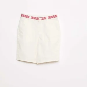 Bermuda droit en twill avec liseré 'Noël' BLANC