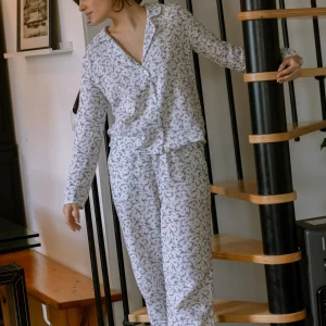 Ensemble de pyjama femme en gaze de coton bio Bleuet