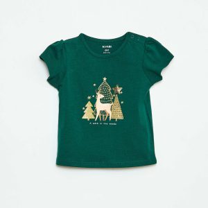 T-shirt imprimé Noël en jersey coton VERT