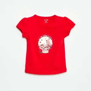 T-shirt imprimé Noël en jersey coton ROUGE